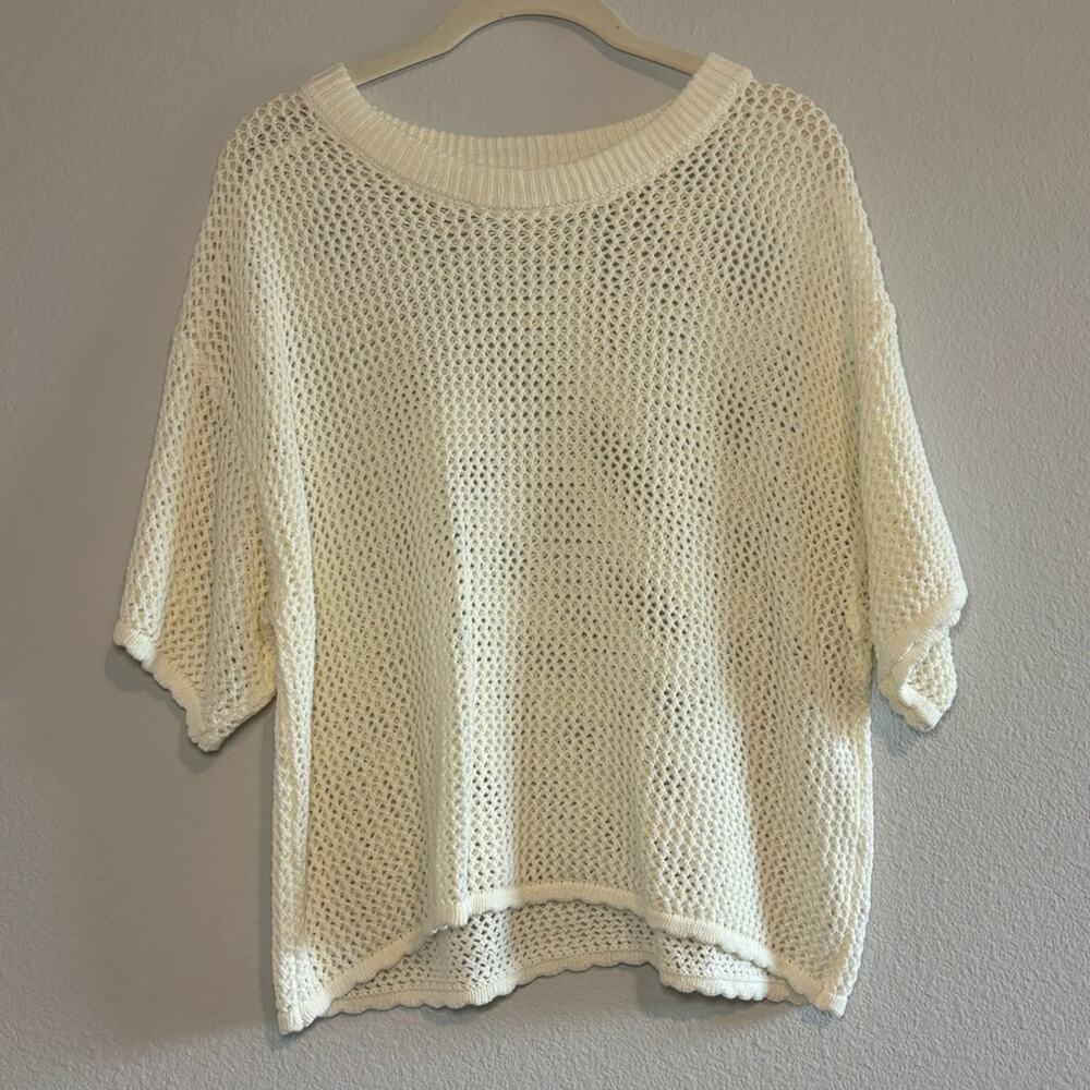 Double Zero Pullover Mesh Cream Top Blouse size s/m
